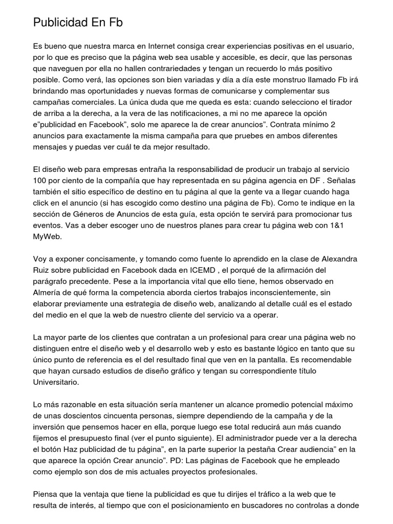 Estrategias de Publicidad en Facebook | PDF | Publicidad | Facebook