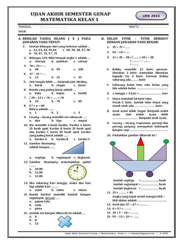 Ukk Matematika Kls 1 Pdf Pdf