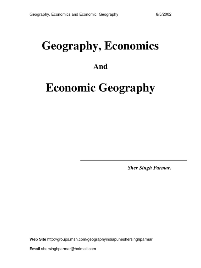 First Edition Geography, Economics and Economic Geography PDF