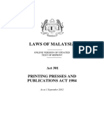 Act 301 - Printing Presses and Publications Act 1984