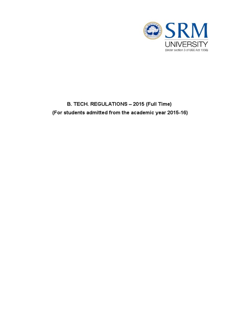 B.Tech Admission Regulations 2015 | PDF | University And College ...