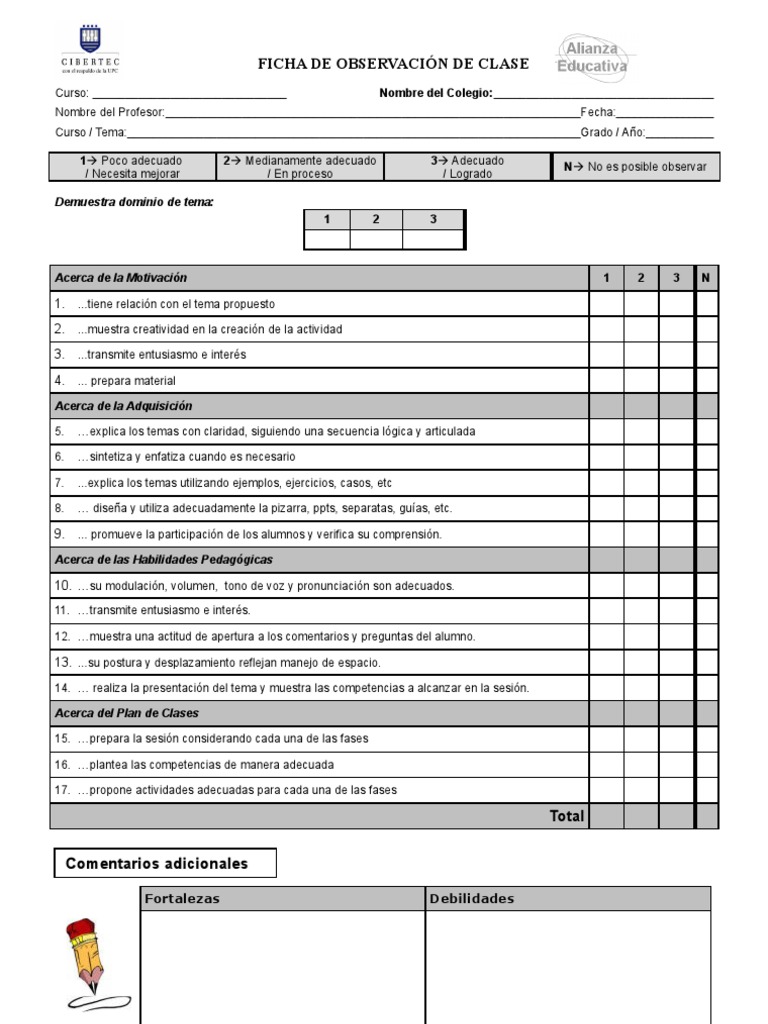 FICHA DE OBSERVACION Clases Maestras
