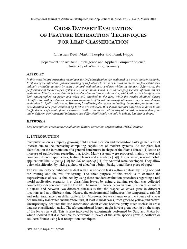 Cross Dataset Evaluation of Feature Extraction Techniques For Leaf ...