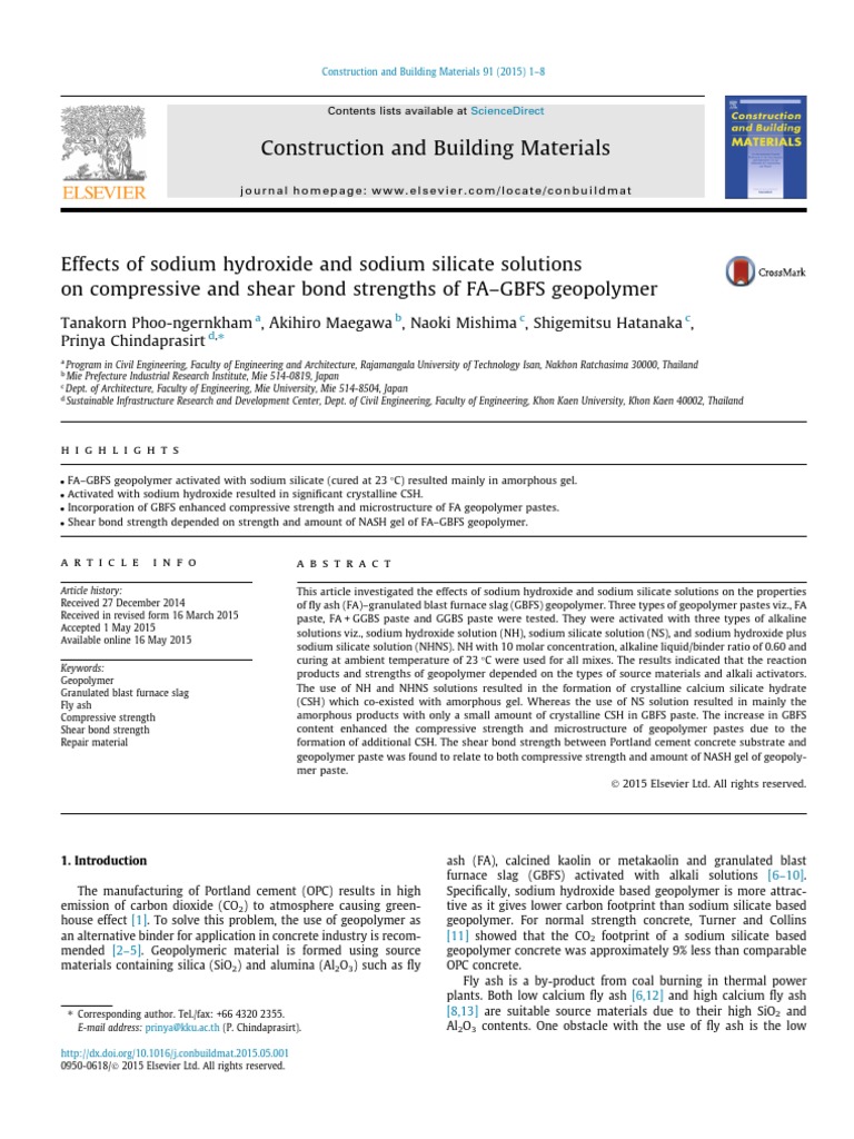 Effects of Sodium Hydroxide and Sodium Silicate Solutions On ...
