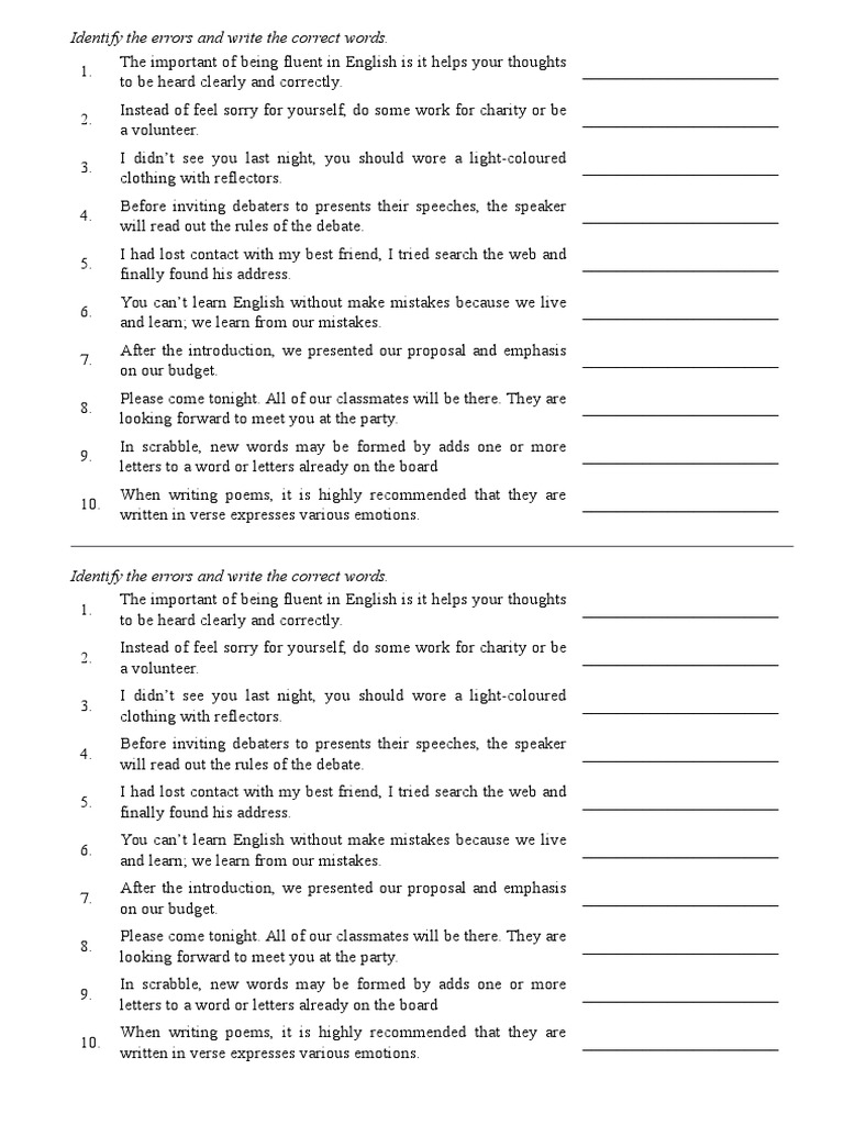 Common English Errors and Corrections | PDF