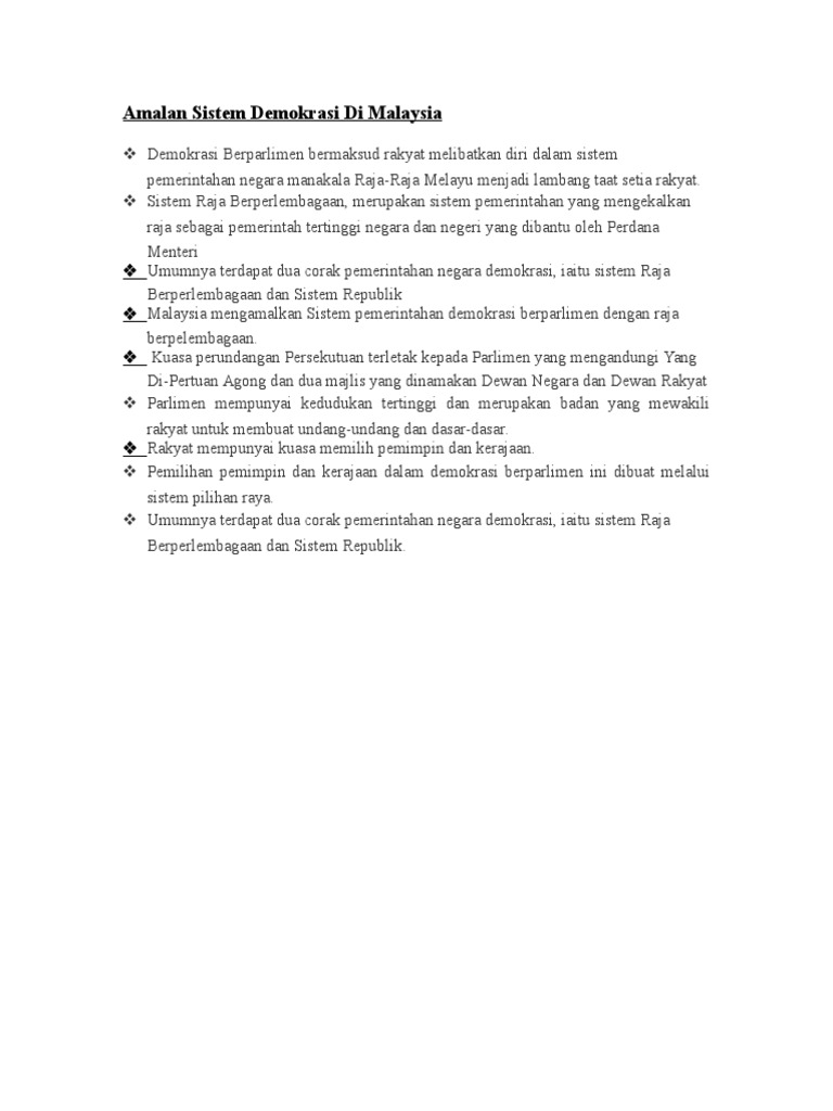 Amalan Sistem Demokrasi Di Malaysia Pdf