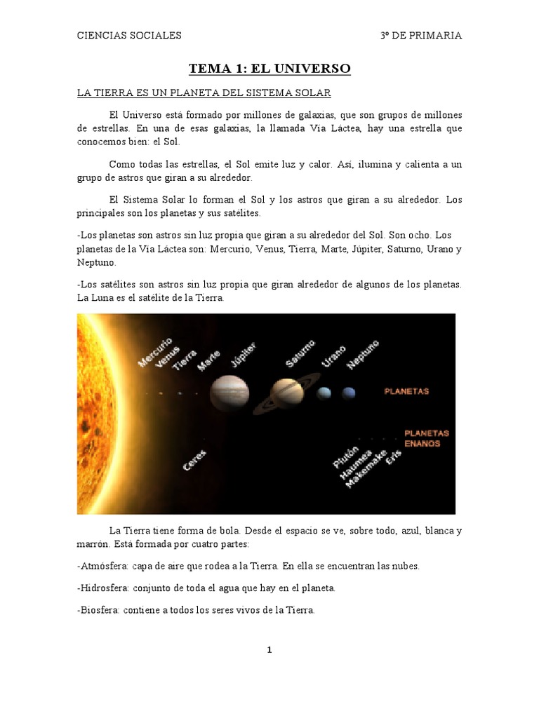El Universo para Niños de Primaria | PDF | Luna | Tierra