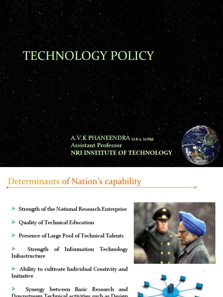 Technology Policy: A.V.K Phaneendra Assistant Professor | PDF | Science ...