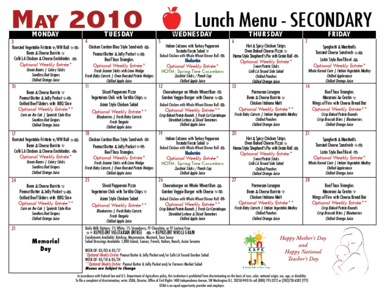 Sec Lunch Menu May 10 | PDF | Western Cuisine | Regional & Ethnic Food