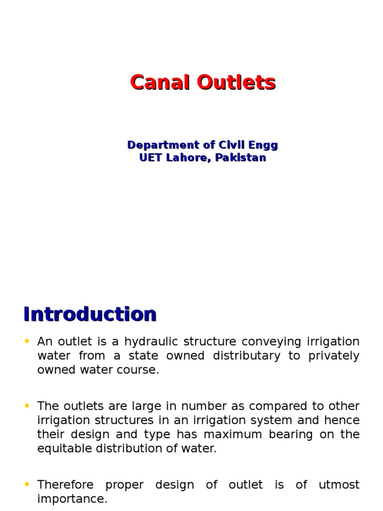 Canal Outlets Modularity Derivative
