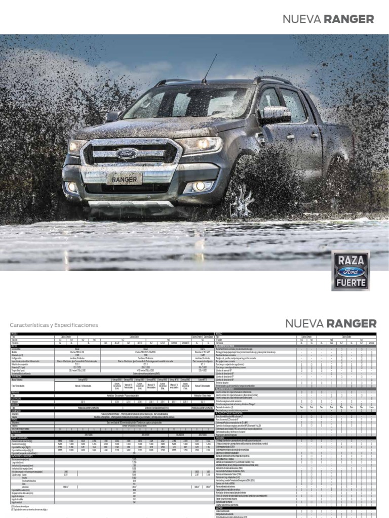 Ficha Técnica Nueva Ford Ranger | PDF | Tracción en las cuatro ruedas ...
