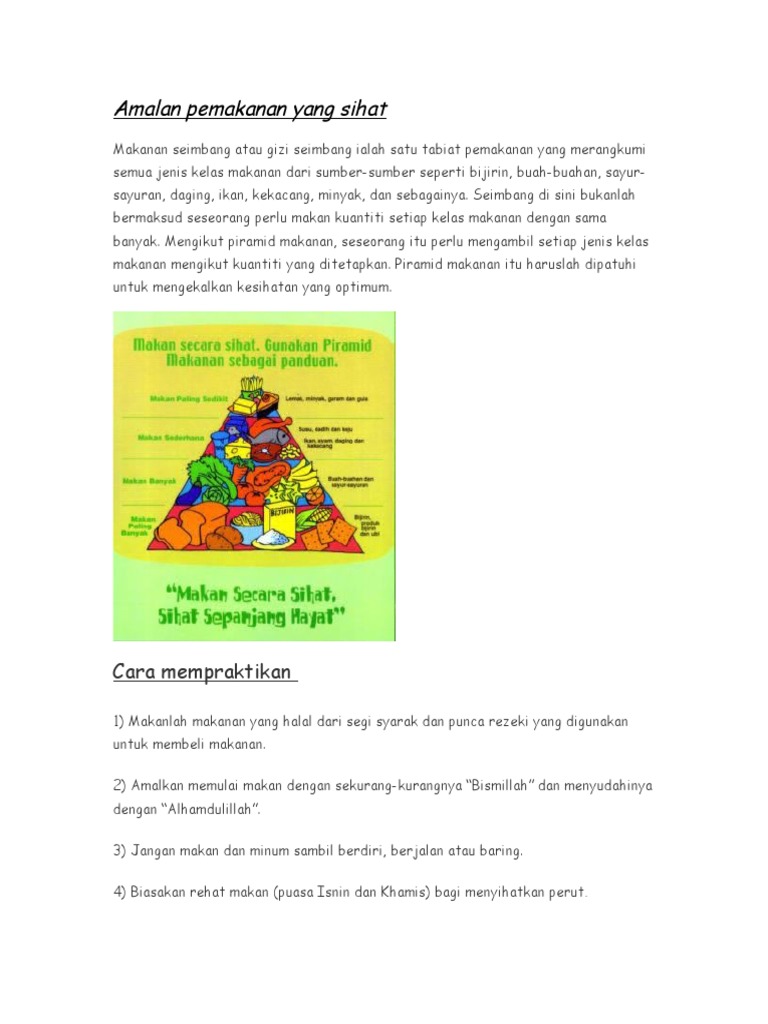 Amalan Pemakanan Yang Sihat Pdf