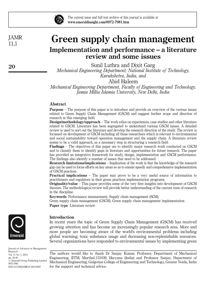 Green Supply Chain Management | PDF | Supply Chain Management | Logistics