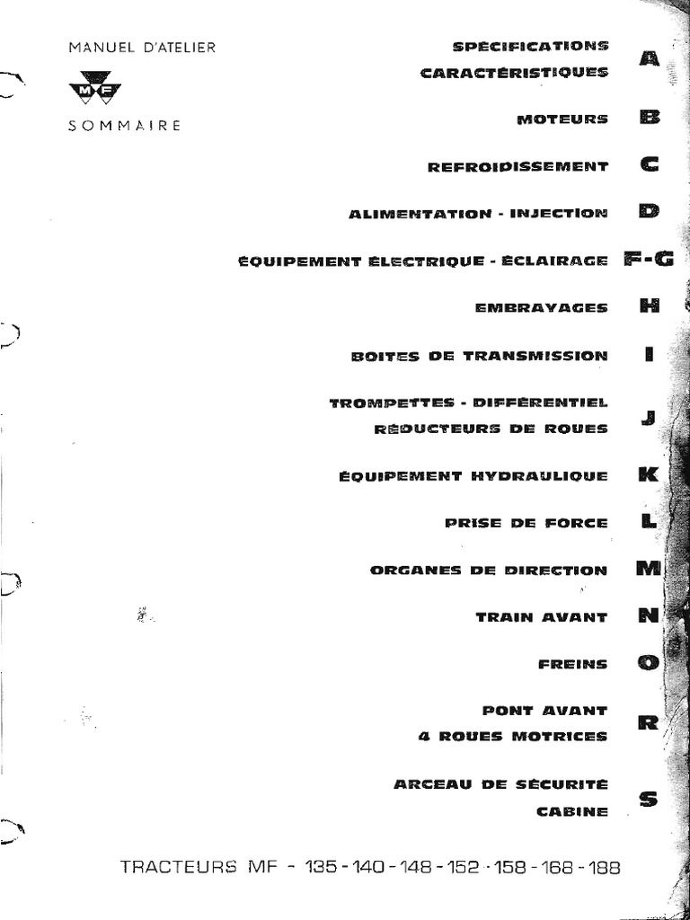 Réglage Boitier De Direction Massey Ferguson 158 Tracteurs - MF 135 140 148 152 158 168 188 - Manuel - Atelier | PDF