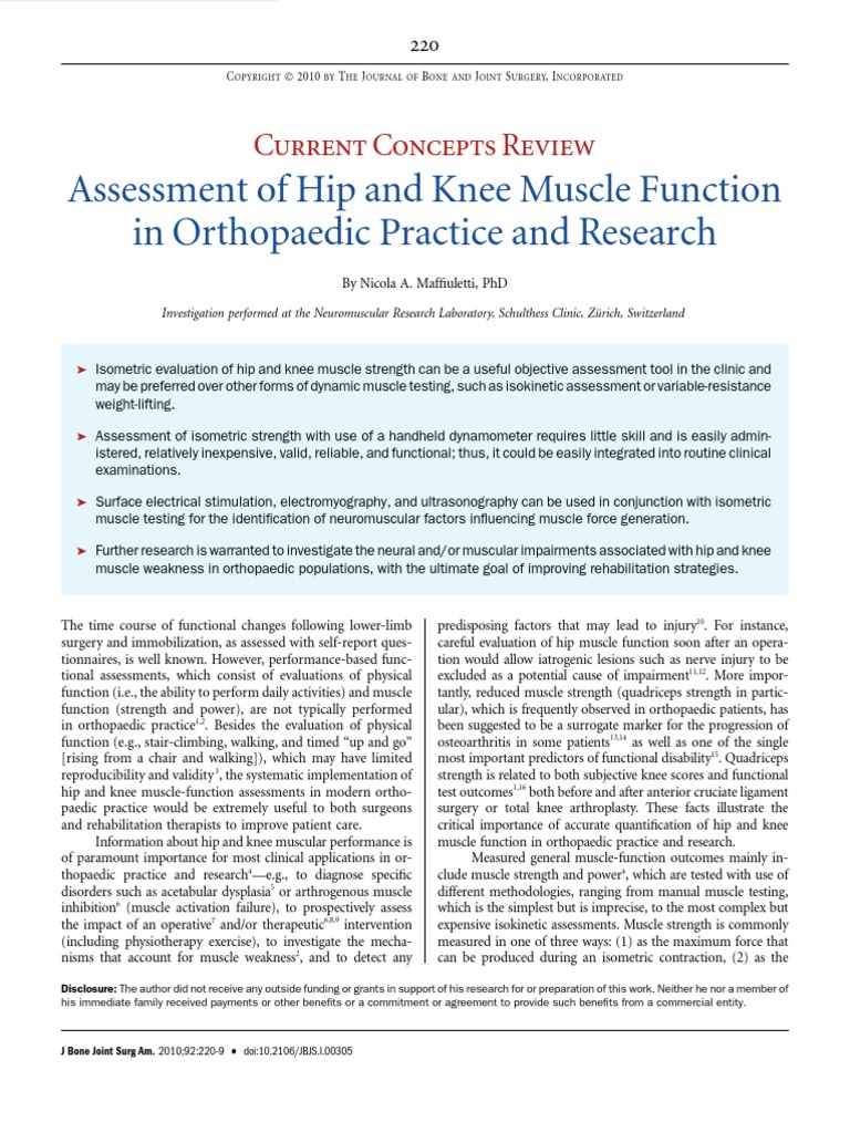 Assessment of Hip and Knee Muscle Function in Orthopedic