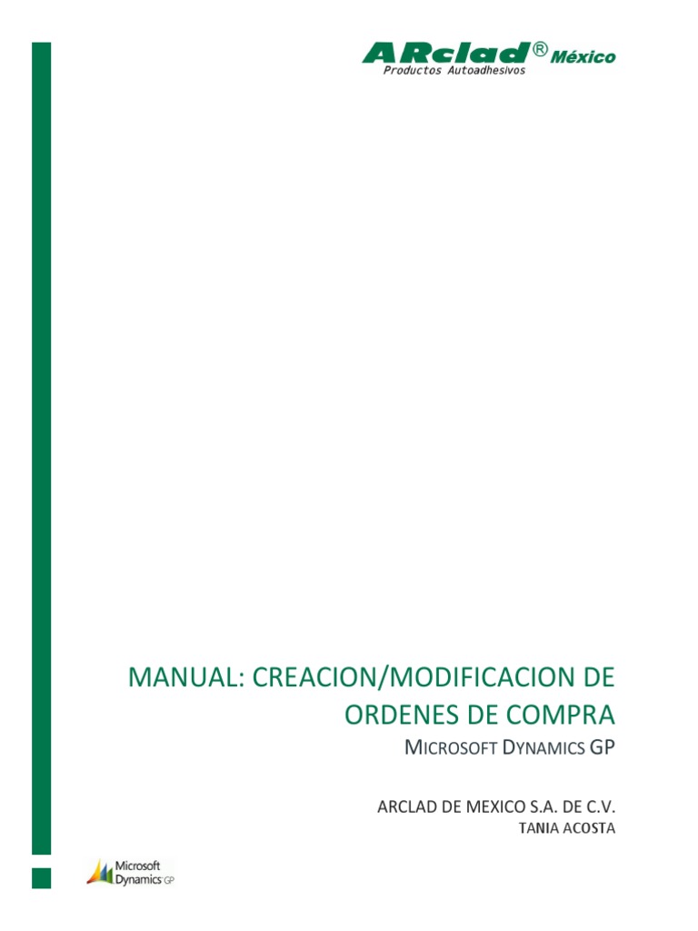 Manual de Órdenes de Compra GP | PDF | Microsoft | Informática