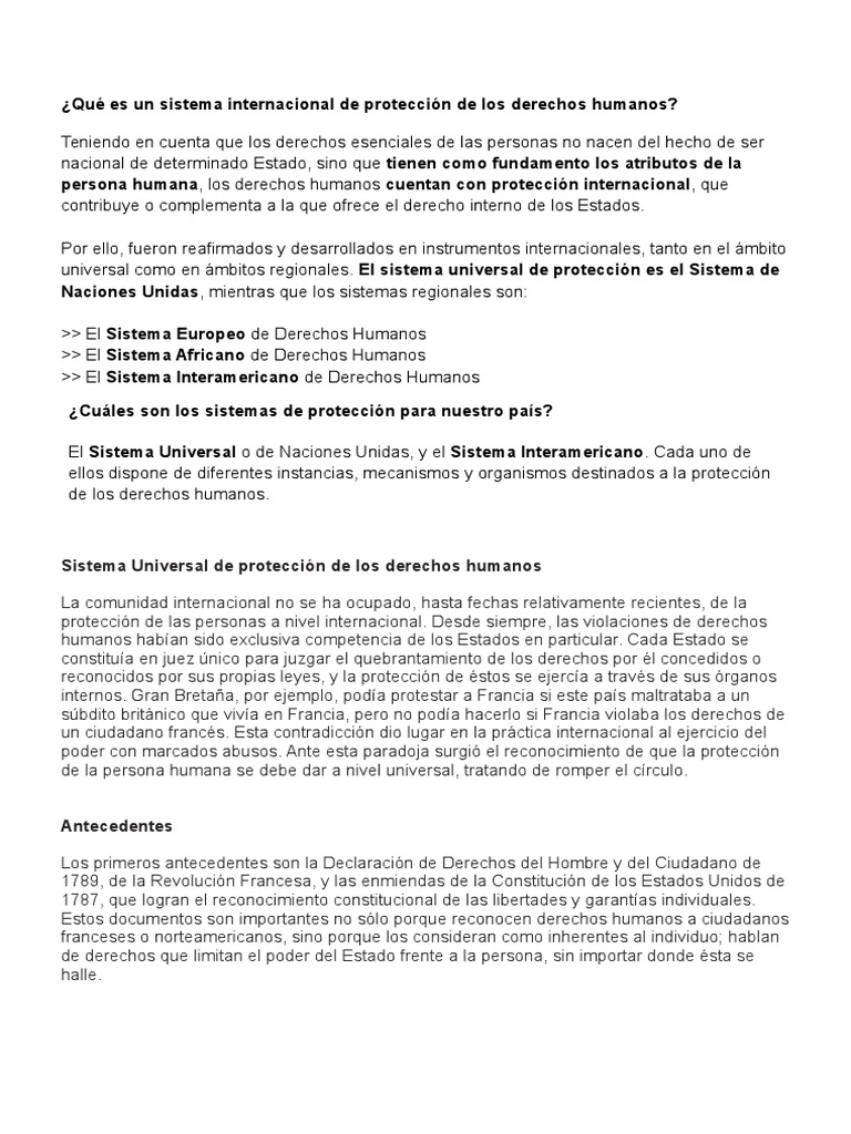 Sistema Universal de Protección de Los Derechos Humanos | PDF ...