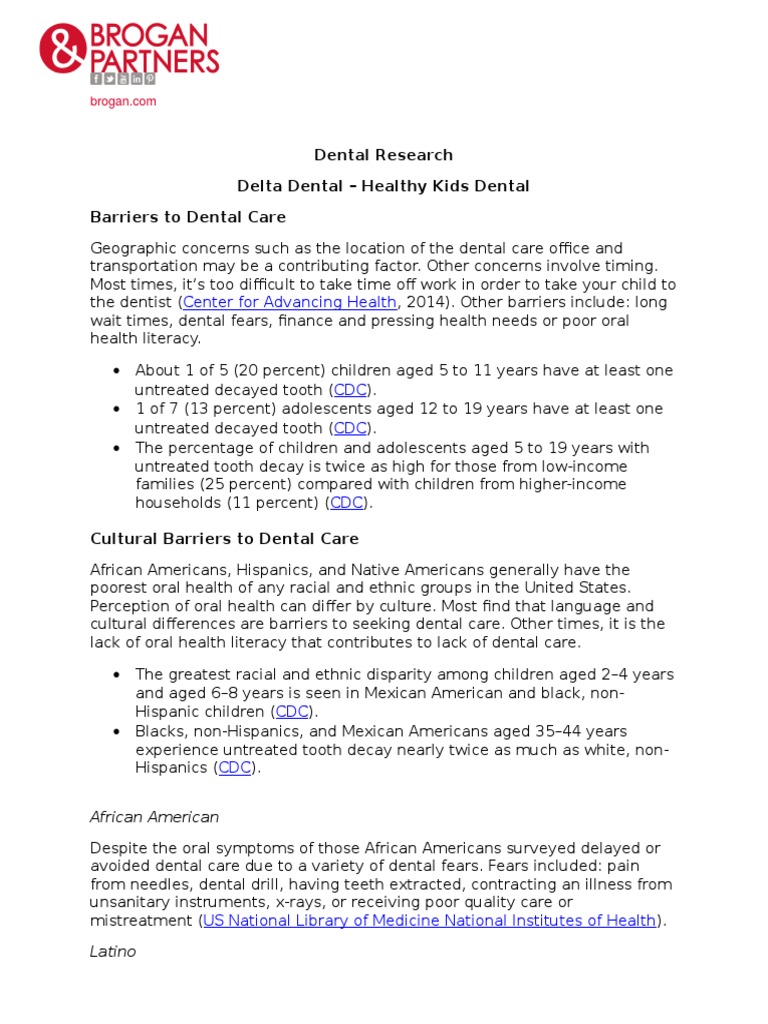 barriers to dental care research Dentistry The United States