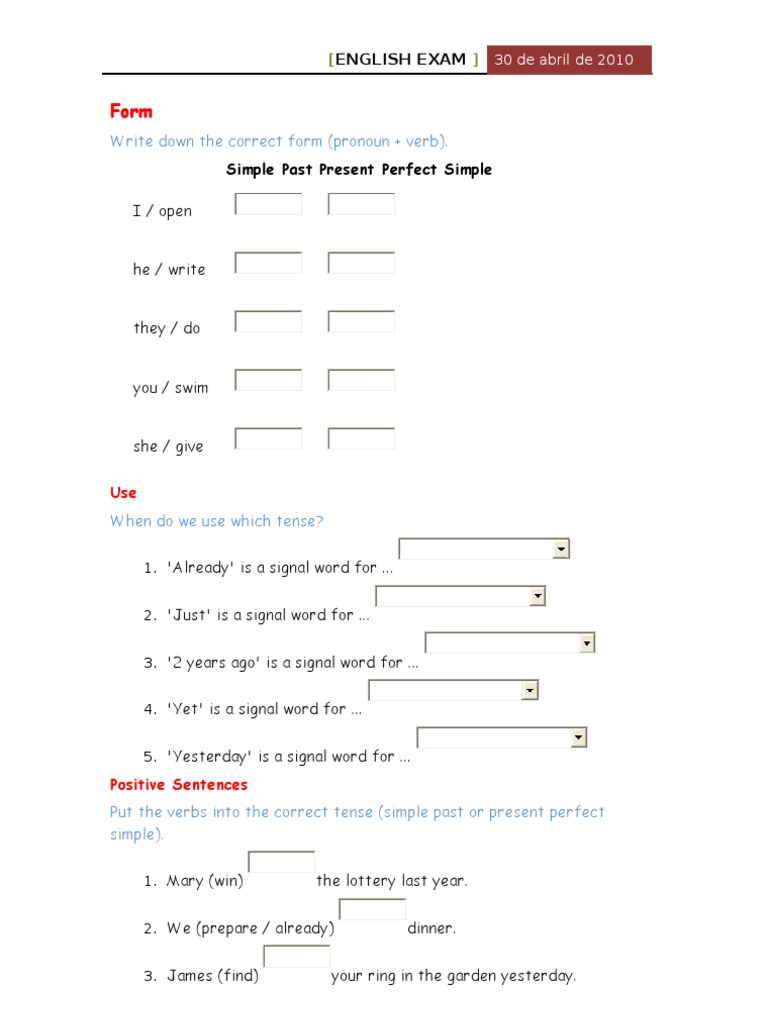 Correct Verb Forms in English Tenses | PDF | Language Arts & Discipline ...