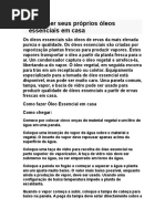 Como Fazer Seus Próprios Óleos Essenciais Em Casa
