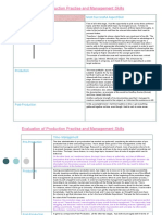 Evaluation of Production Practise and Management Skills: Most Successful Aspect/Skill Pre-Production