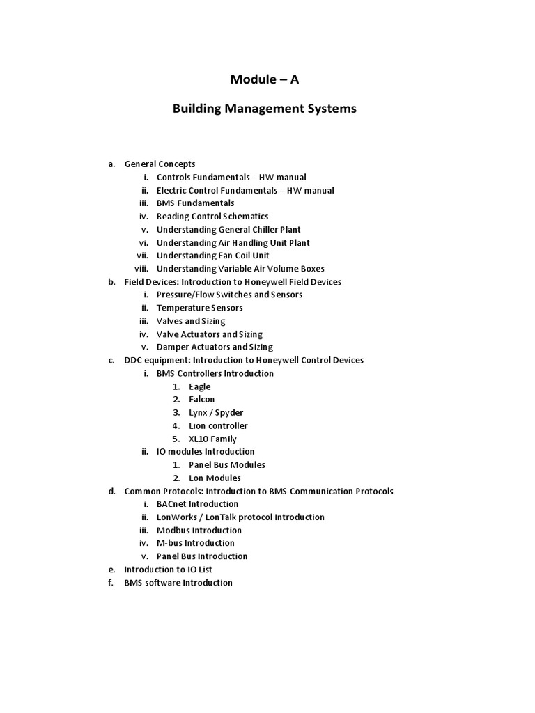 Module - A Building Management Systems | PDF | Valve | Control Engineering