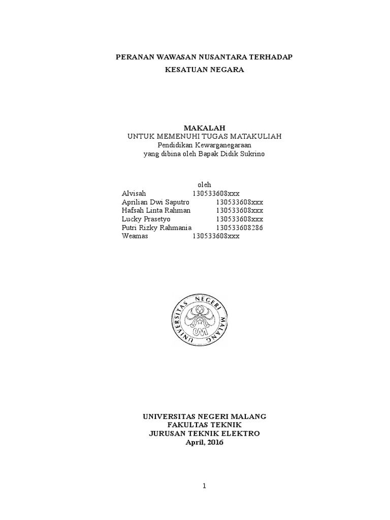 Daftar Isi Makalah Pkn