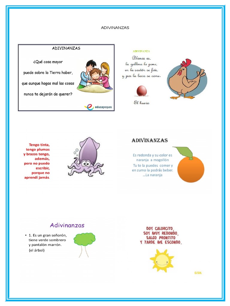 Actividades de Adivinanzas y Juegos de Palabras | PDF