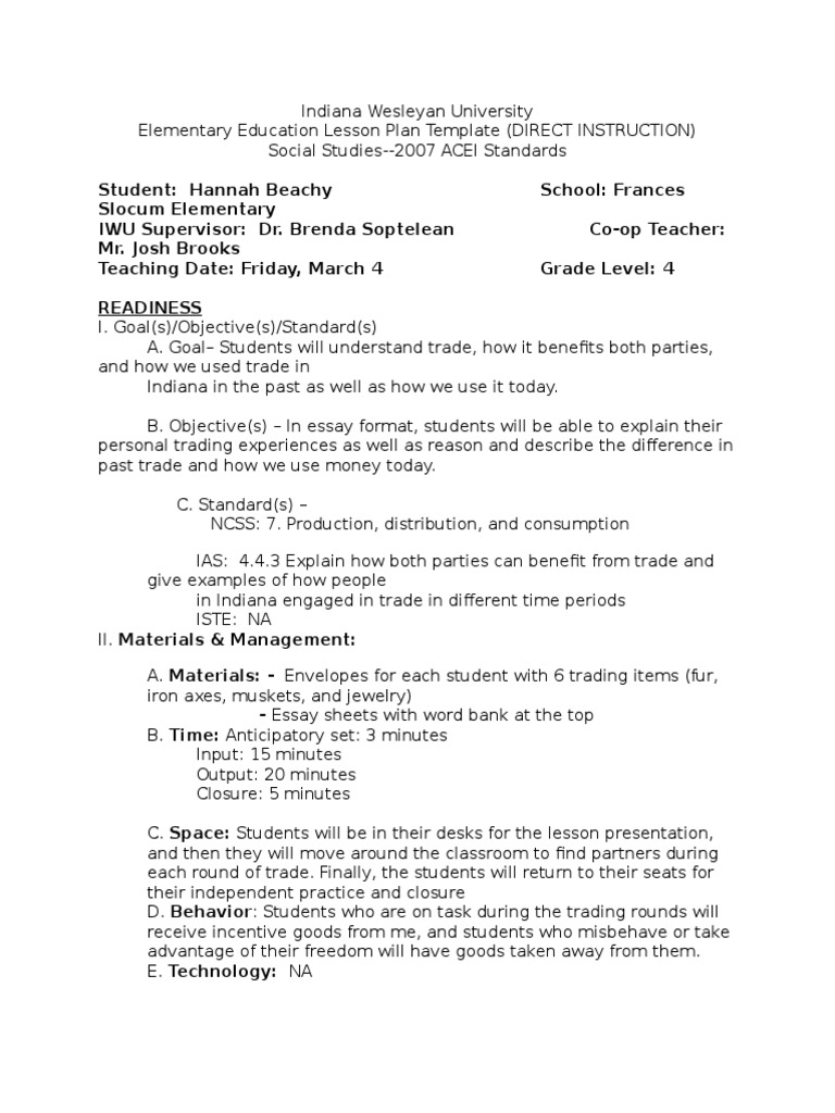 final direct instruction lesson plan | Educational Assessment | Lesson Plan