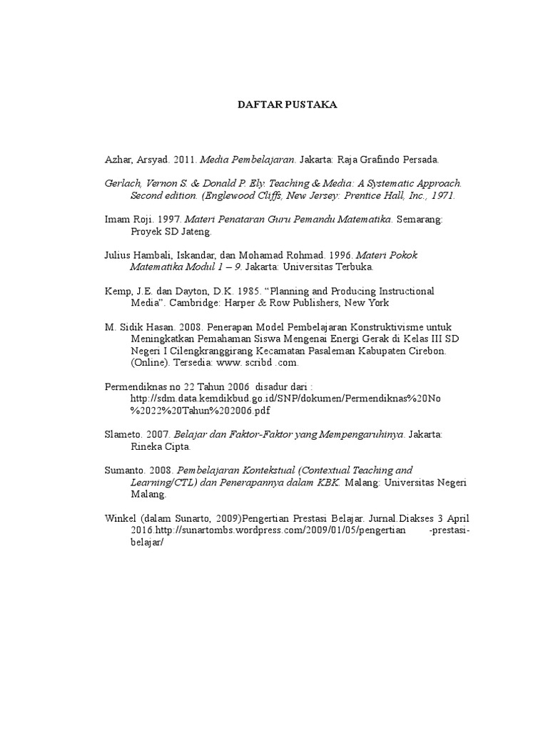 Daftar Pustaka Pembelajaran Matematika | PDF | Ilmu Sosial | Sains ...