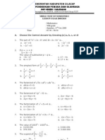 Mathematics Test Grade VIII SMP