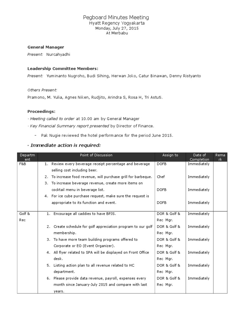 Pegboard Minutes Meeting PDF Business