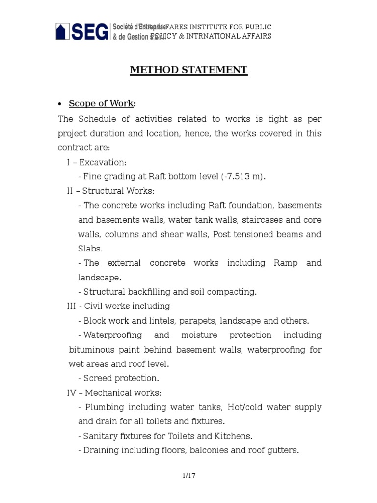Method Statement IFI Basement Concrete