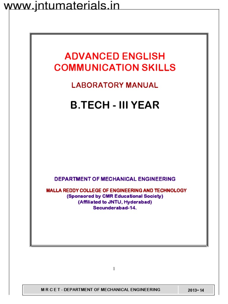 Advanced English Communication Skills Lab | PDF | Résumé | Reading ...