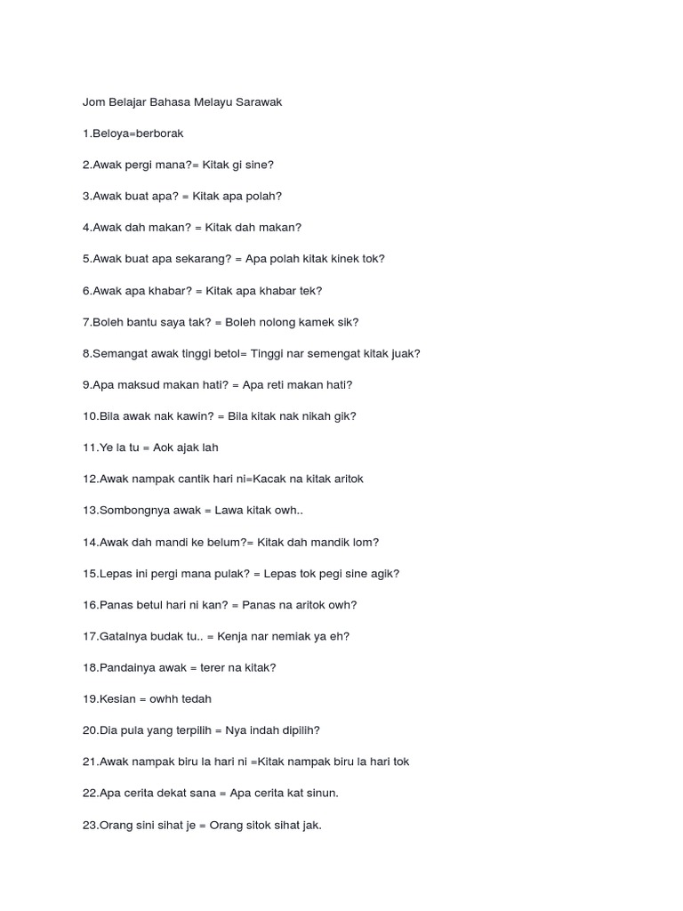 Jom Belajar Bahasa Melayu Sarawak