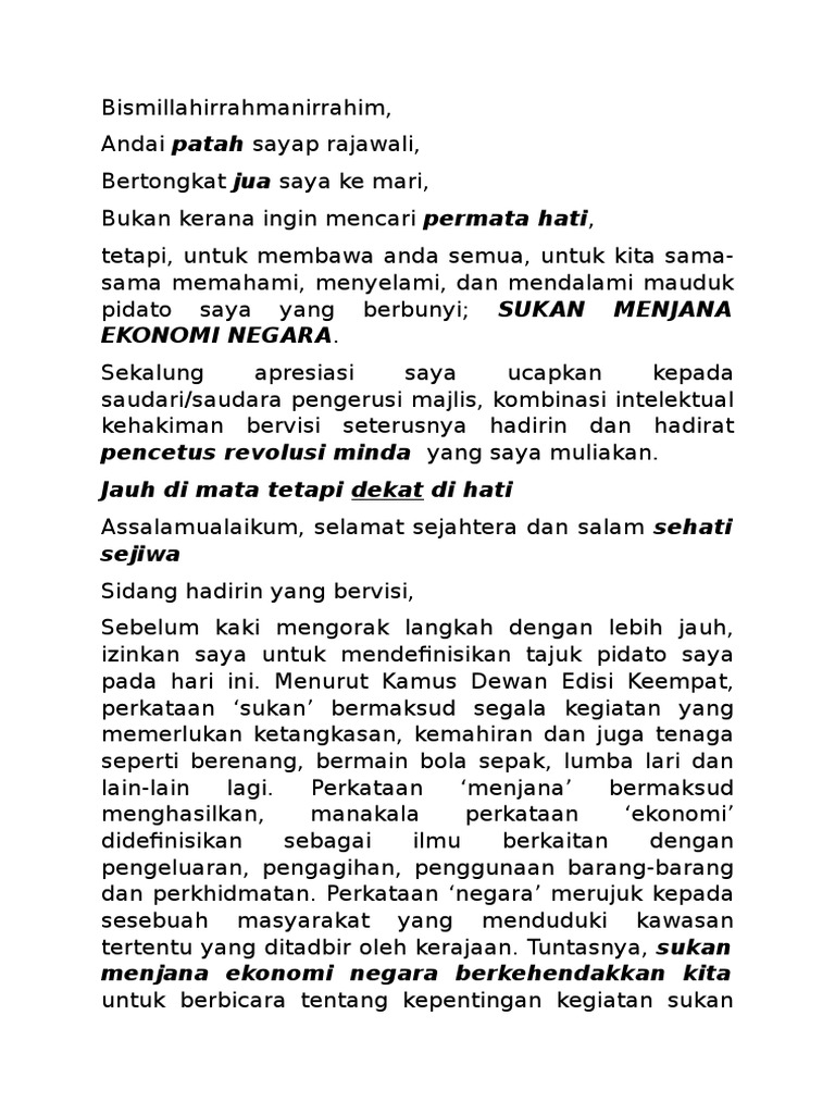 Sukan Menjana Ekonomi Negara