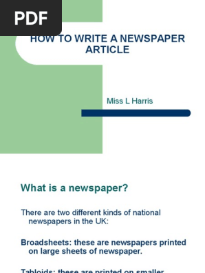 How to Write a Newspaper Article