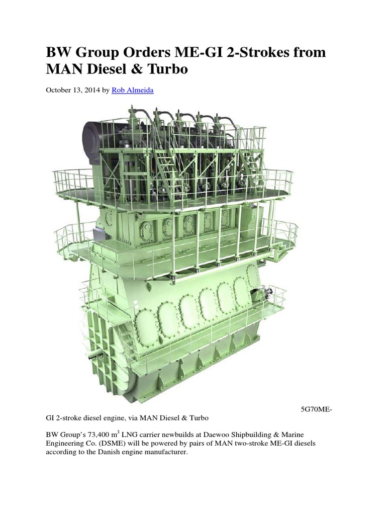 BW Group Orders MAN ME-GI Engines | PDF