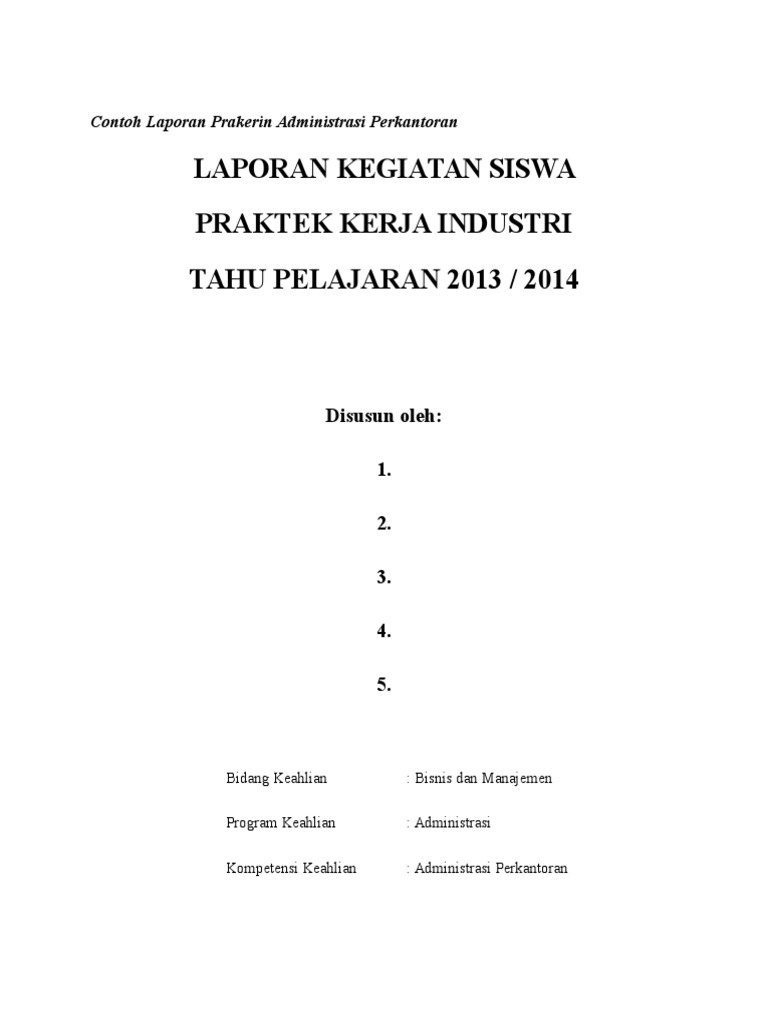 Contoh Judul Laporan Pkl Administrasi Perkantoran Seputar Laporan