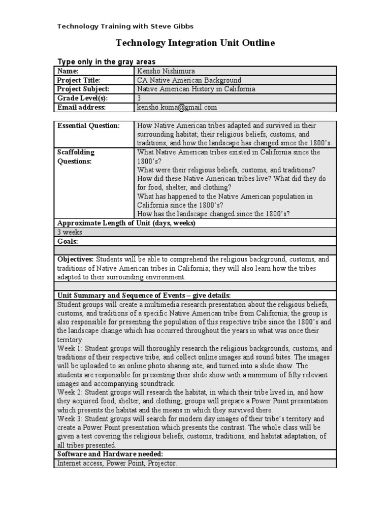 Tech Unit Outline PDF Geography Microsoft Power Point