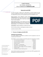 4 Avril 2016: Compte Rendu Du Conseil Municipal de Mignovillard