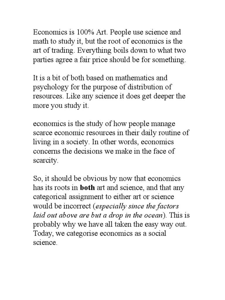 Economics: The Art and Science Explained | PDF