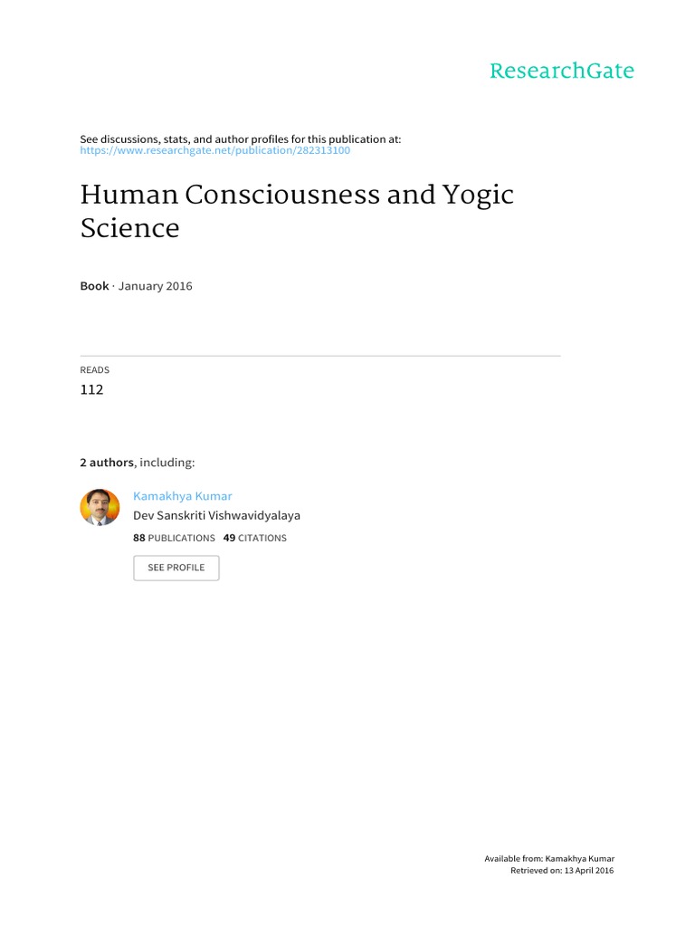 Human Consciousness and Yogic Science | PDF | Consciousness | Yoga