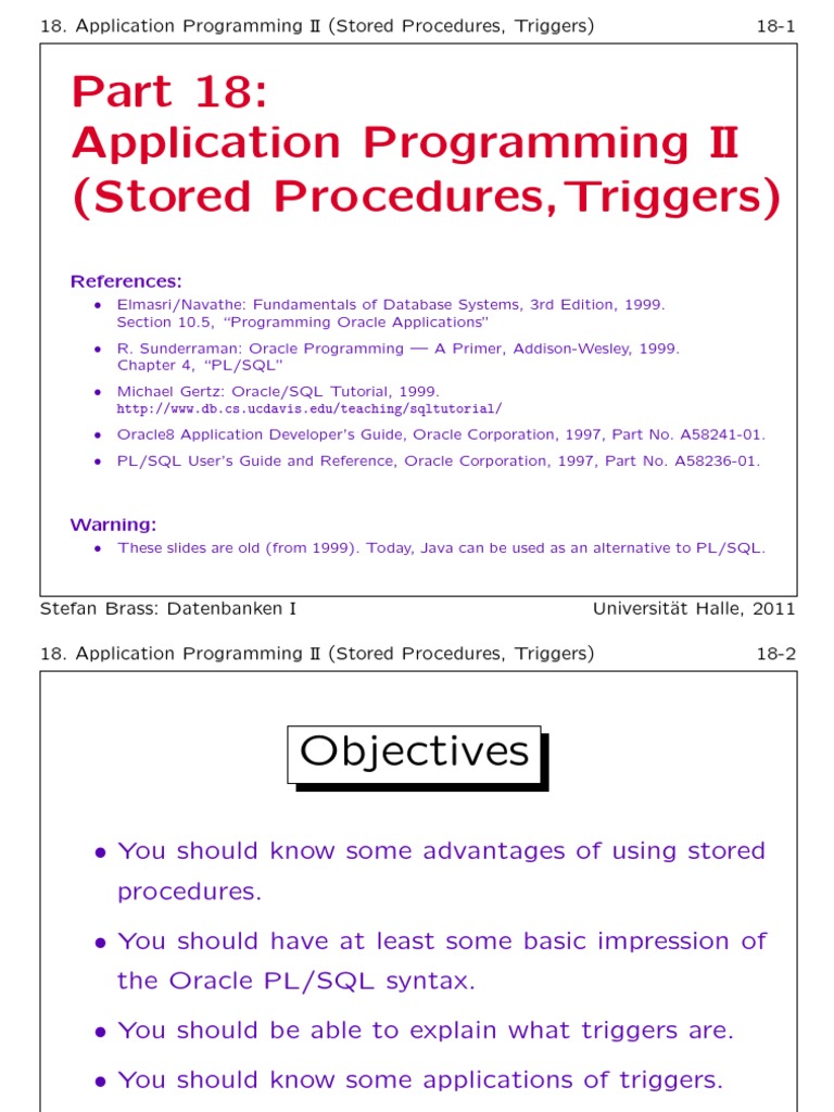 Application Programming II (Stored Procedures, Triggers) | PDF | Pl/Sql ...