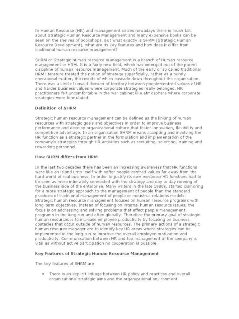 Strategic HRM | PDF | Human Resource Management | Human Resources
