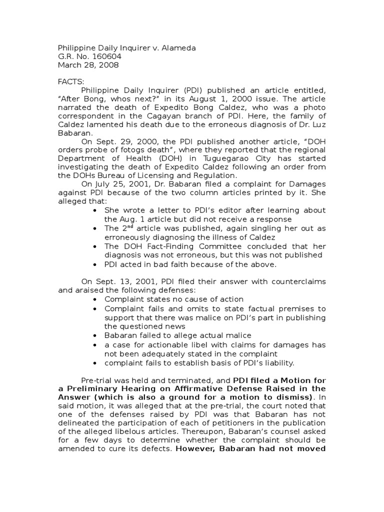 A Preliminary Hearing On Affirmative Defense Raised in The Answer