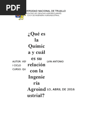 Quimica Relacion Con La Ingenieria Agroindustrial Atomos