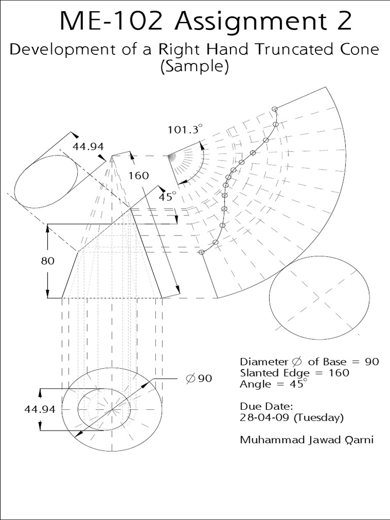 Right Hand Truncated Cone Design | PDF | Geometric Shapes | Geometry