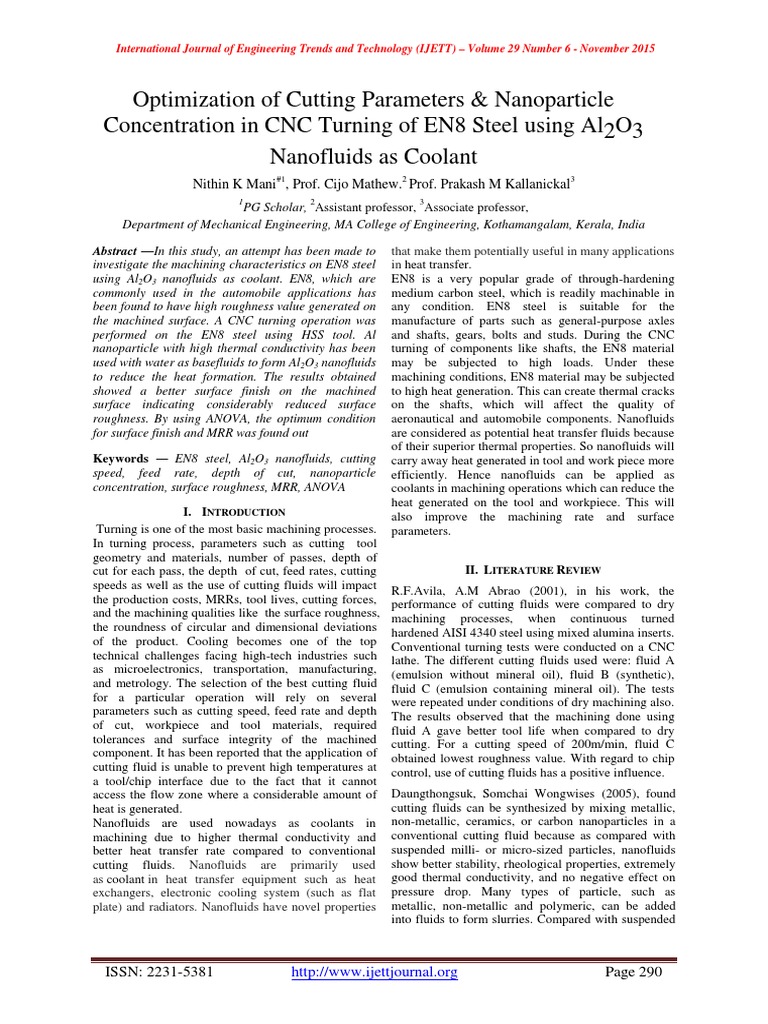 Optimization of Cutting Parameters & Nanoparticle PDF Machining