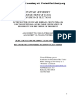 Atty Victor Williams Exceptions filed to NJ LtGov Challening NJ Admin Judge Masin's Decision Re Ted Cruz